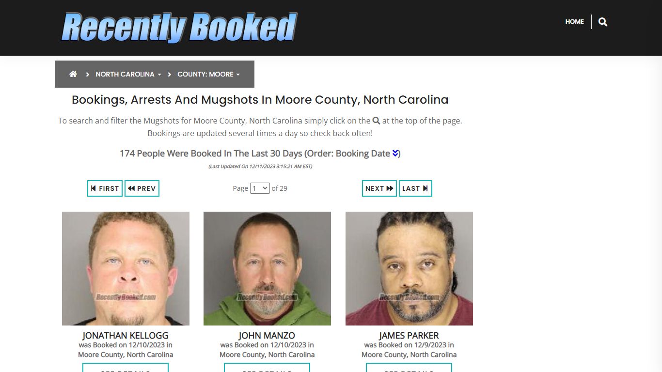 Bookings, Arrests and Mugshots in Moore County, North Carolina